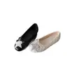 Versión de cuero suave~Zapatos bajos para mujer de punta redonda acolchados con lazo estilo francés que aumentan la altura, zapatos planos versátiles tipo abuela