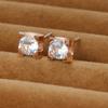 Brincos de Piercing de Aço Inoxidável com Diamante Único de Quatro Garras Estilo Coreano Simples e Fashion Mori Style Leve Luxo Simples Brincos Femininos Venda Quente Transfronteiriça