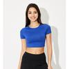 Esportes Transfronteiriços Popular Fitness Gola Redonda Ajuste Slim Manga Curta Alta Elasticidade Barriga de Fora Sexy Camiseta para Mulheres Yoga