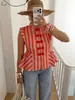 Top Chaleco de Mujer Colección Otoño 2026 Nuevo Rayas Hebilla Nudo