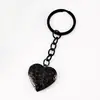 Llavero de metal con forma de corazón y diseño de plantas transfronterizo, espejo con acabado espejo para bricolaje, puede contener fotos, llavero de acero inoxidable