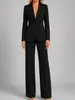 Traje casual europeo y americano, top de cuello de moda ajustado, blazer, pantalones de pierna ancha de color liso, ropa de mujer transfronteriza de Amazon