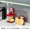 Estante de Almacenamiento para Cepillo de Dientes Eléctrico de Cerámica Apple Lavabo del Baño Tocador Pasta de Dientes Base para Cepillo de Dientes Flor de Seda