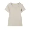 Roupas Femininas Transfronteiriças 2026 Moda Europeia e Americana Casual Simples Slim Fit Manga Curta Gola Redonda Malha para Mulheres D526005