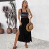 Baifen Clothing2026 Novo Vestido de Verão Estilo Férias Transfronteiriço com Alças Finas e Bordado Étnico Colorido