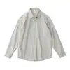 Camisa retro de listras verticais estilo japonês, manga longa, para homens e adolescentes, de alta qualidade, corte solto, versátil, camisa casual para o trabalho