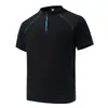 Camiseta Personalizada con Cremallera para Hombre, Camisa Base Patchwork con Cuello Alto, Nueva Camiseta de Manga Corta para Hombre para Deportes al Aire Libre de Verano