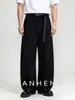Pantalones de pierna ancha con cintura elástica, drapeados, de corte limpio, con hebilla, hasta el suelo, de alta costura para hombre Jian Heng