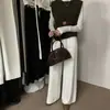 Pantalones casuales de punto de tiro alto con cordón, cómodos y versátiles para el día a día, nueva colección otoño/invierno 2026, pantalones largos holgados de pierna ancha para mujer
