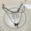 Collar colgante de mariposa de diamante dulce, fresco y especiado, con borla, cadena para clavícula, moda de lujo ligero, tendencia europea y americana, diseño de nicho con sentido