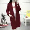 Suéter Feminino Moda Novo Estilo Tricô Torcido, Cardigã de Tricô Soltinho, Jaqueta de Bolso de Comprimento Médio, Confortável e Casual