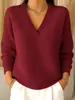 Amazon Transfronterizo Otoño 2026 Tejido Waffle Cuello en V Color Sólido Simple Versátil Estilo Europeo y Americano Top para Mujer