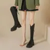 Botas Altas de Suela Gruesa Estacionales First Encounter para Mujer Otoño 2026 Nuevo Estilo Marrón para Mujeres Petites con Corte en V que Alarga la Altura Botas Altas de Caballero