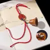 Colgante de Campana de Moneda Tallada de Madera de Azufaifo Rayada por un Rayo con Espíritu de Montaña y Cordón, Colgante para Bolso Estilo Chino, Llavero de Coche