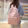 Mochila Estilo Novo para Meninas do Ensino Fundamental, Mochila Fofa com Bolinhas e Laço, Mochila para Estudante Universitário para Aula, Mochila Feminina