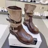Colección nueva de otoño e invierno 2026 estilo coreano: botines de mujer con detalles de hebilla, botas de montar estilo británico, botas de moda adelgazantes y botas vaqueras