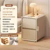 Mesita de Noche Ultraestrecha, Gabinete de Almacenamiento Simple, Gabinete Estrecho para Espacios Pequeños en el Dormitorio con Cajones de Madera Maciza, Estante Pequeño Creativo para Mesita de Noche