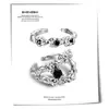 Anillo Estilo Coreano Estilo ins Diseño Femenino Sentido del Diseño Nicho Diamante Negro Apertura Irregular Alto Sentido Estilo Frío Anillo Joyería