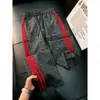 Calça de moletom esportiva cleanfit artística com três listras masculina outono estampa total listrada calça fitness bom caimento perna reta