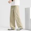 Pantalones Caqui de Algodón Puro para Hombre Verano Sueltos Pierna Recta Pantalones de Chándal para Hombre Primavera y Otoño Pantalones para Hombre Casuales Largos