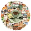 50 Pegatinas de Té de la Tarde de Cafetería Curativa, Imágenes de Ilustración de Café, Pegatinas Transparentes Decorativas para Cuaderno Diario DIY