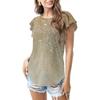 Comercio Exterior Transfronterizo Amazon Nuevos Tops de Verano para Mujer Cuello Redondo Estampado 3D Manga con Volantes Camiseta de Manga Corta