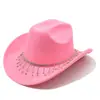 Novo chapéu de noiva em camurça espessa com franjas e acessórios de strass, chapéu de cowboy western