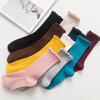 Meias Empilhadas Femininas Estilo Japonês Outono e Inverno Algodão Finas Meias Femininas Cor Sólida Orelha de Madeira Retrô Meias para Botas Curtas
