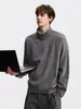 Suéter asimétrico para hombre con cuello de doble capa, gris, engrosado, estilo jersey, tejido de cuello alto, nueva colección otoño/invierno