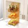 Plato de Frutas Hogar Sala de Estar Mesa de Café Plato de Dulces Lujo Ligero Gama Alta Colgante de Bocadillos Plato de Dulces de Múltiples Capas Cesta Dividida