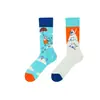 Calcetines de Moda Originales Asimétricos Estilo AB para Mujer Calcetines de Algodón de Verano Zhejiang Arte de Dibujos Animados Personalizado Calcetines de Algodón de Tubo Medio para Hombres y Mujeres