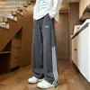 Pantalones Casuales Bordados para Hombre Otoño Invierno Caída Sueltos Pierna Ancha Largos Nuevos Americanos Tallas Grandes High Street Pantalones de Pierna Recta