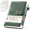 Agenda diaria versión inglesa 2027 transfronteriza, calendario de una página por día, manual de eficiencia horaria, cuaderno personalizable
