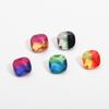 Degradado de color arcoíris turmalina cuadrada gorda diamante fondo puntiagudo color transparente turmalina vidrio accesorios para manicura ropa diy