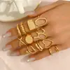 Anillo Geométrico de Líneas de Diseño Europeo y Americano Transfronterizo Set de Joyería Anillo Versátil de Alta Gama Anillo Abierto para Mujer