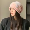Gorro de Lana Tejido con Lazo Lindo Estilo Coreano Otoño e Invierno para Mujer Cálido Versátil Slouchy que Afina el Rostro Gorro