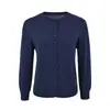 Cárdigan corto de punto acanalado con cuello redondo para mujer, suéter fino de mezcla de lana, chaqueta pequeña de color liso, top, nuevo estilo primavera y otoño