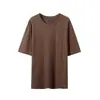 2024 Nuevo Comercio Exterior Amazon Transfronterizo Europa y América Camiseta Lisa de Color Sólido de Verano Casual Cuello Redondo Manga de Hombro Top
