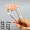 Pinza para el Cabello en Forma de U con Flor de Rosa Blanca Luna Suave con Cheongsam de la Dinastía Han Chinoiserie Pinza para el Cabello Accesorios de Lujo para el Cabello Tocado