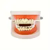 Venda Quente Europeia e Americana Hiohop Padrão Sarjado Seis Dentes Superiores e Inferiores Banhado a Ouro 18K Grills Dentários Hip-Hop Moda Atacado Transfronteiriço