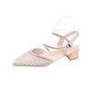 Sandalias Baotou para Mujer 2024 Nuevo Verano a la Moda Combinable Lentejuelas Zapatos de una Sola Capa con Tacón Medio y Tacón Grueso para Mujer