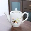 Tetera de Cerámica para Uso en Restaurante, Hotel y Hogar, Estilo Vintage Grande con Asa, Tetera Individual con Filtro, Jarra para Agua Fría 900ml
