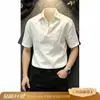 Camisa de Manga Curta de Seda Gelada Estilo Old Money Masculina Verão Algodão Linho de Toque de Luxo Camiseta Leve Respirável Proteção Solar Camisa Polo