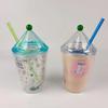 Fornecimento direto da fábrica 350ML copo de canudo de sucção de camada dupla copo para chá com leite copo infantil copo de presente criativo copo de canudo de sucção