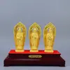 Terciopelo Dorado Arena Adornos Tres Santos Occidentales Bodhisattva Guanyin Regalos de Año Nuevo Decoración Creativa para el Hogar Adornos de Artesanía para la Adoración
