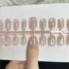 Uñas Postizas de Larga Duración Color Rosa Nude con Brillo Fino Estilo Cat-Eye Transfronterizas, Pegatinas para Uñas de Color Sólido, Uñas Postizas, Piezas de Uñas Sencillas y Versátiles para Uso Diario