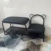 Banqueta para cambiar zapatos de entrada estilo nórdico con zapatero integrado, moderna y sencilla con cojín suave para la entrada del hogar, banqueta para cambiar zapatos de niños