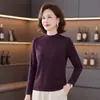 Camiseta interior ajustada de manga larga para adelgazar, nuevo estilo otoño/invierno para madres y mujeres de mediana edad, camiseta de suéter con pedrería para mujer