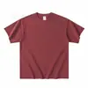 Camiseta de manga curta 400g, algodão puro de peso pesado, espessa e não transparente, corte solto, cor sólida, branco puro, unissex