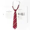 Corbata Jk Borgoña para Mujer, Estilo Japonés, Corbata de Rayas Perezosas Sin Nudo, Uniforme Académico, Foto de Graduación, Accesorio de Uniforme Escolar